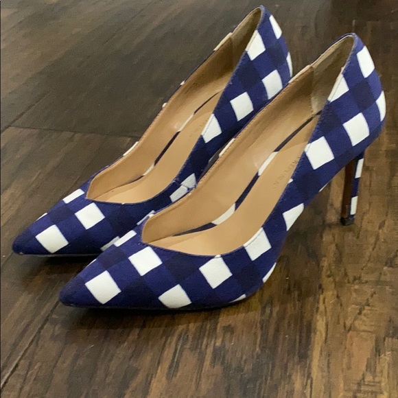 Banana Republic Shoes - Banana Republic Blue and white plaid heels